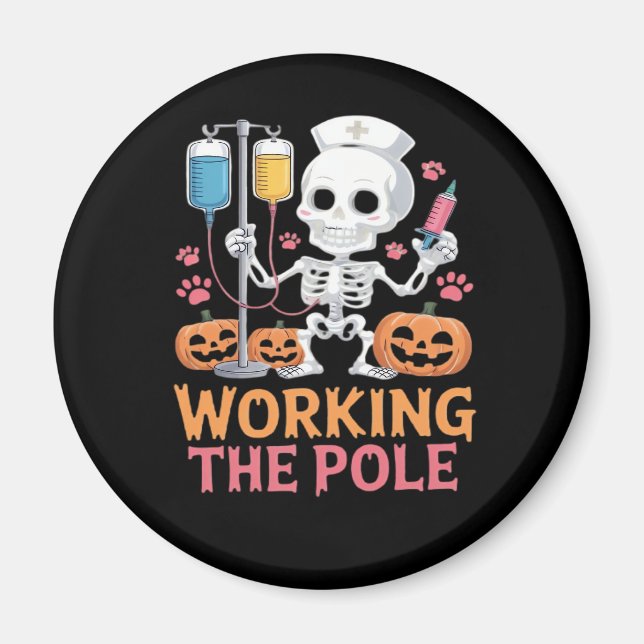 Halloween Nurse Skeleton Funny Joke Essential T-Sh Magnet (Front)