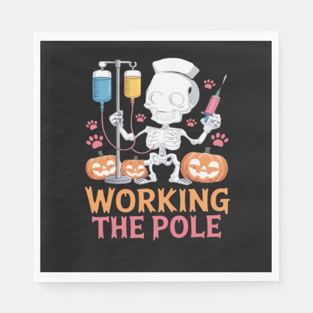 Halloween Nurse Skeleton Funny Joke Essential T-Sh Napkin (Front)