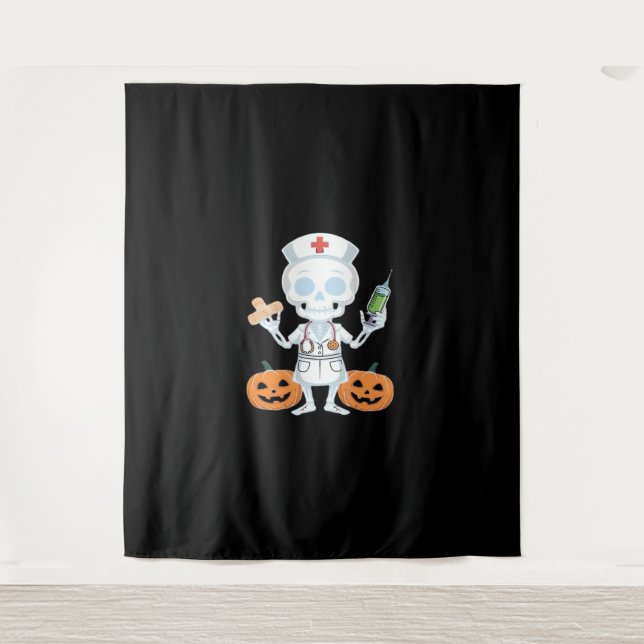 Halloween Nurse Skeleton Funny Joke Essential T-Sh Tapestry (Front)