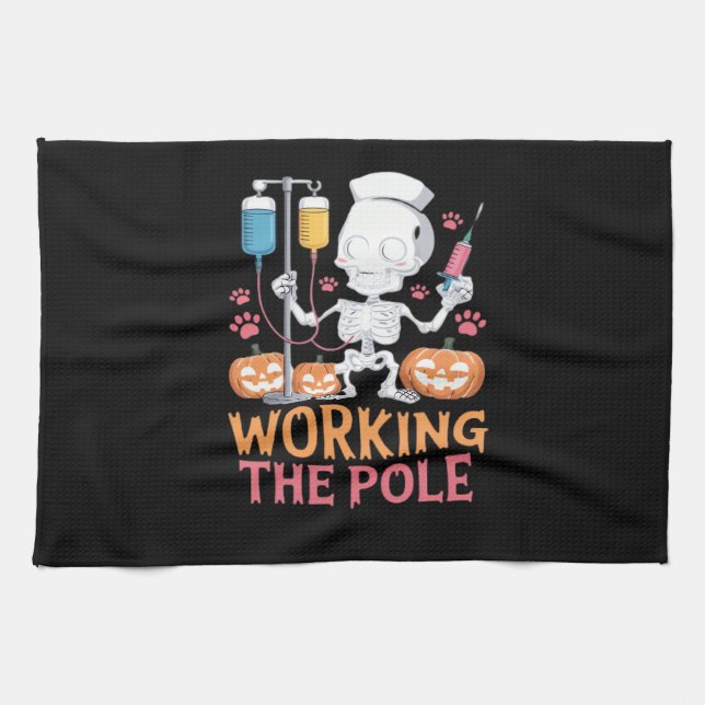 Halloween Nurse Skeleton Funny Joke Essential T-Sh Tea Towel (Horizontal)
