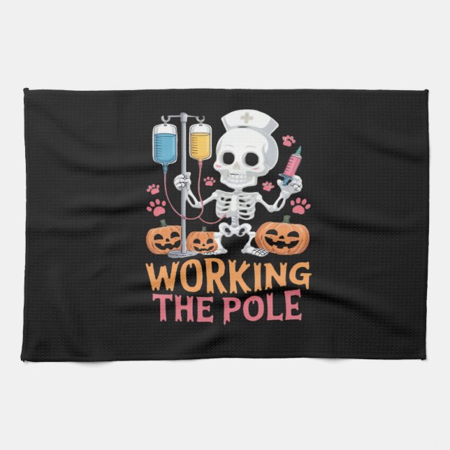 Halloween Nurse Skeleton Funny Joke Essential T-Sh Tea Towel (Horizontal)