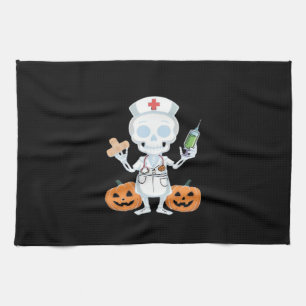 Halloween Nurse Skeleton Funny Joke Essential T-Sh Tea Towel