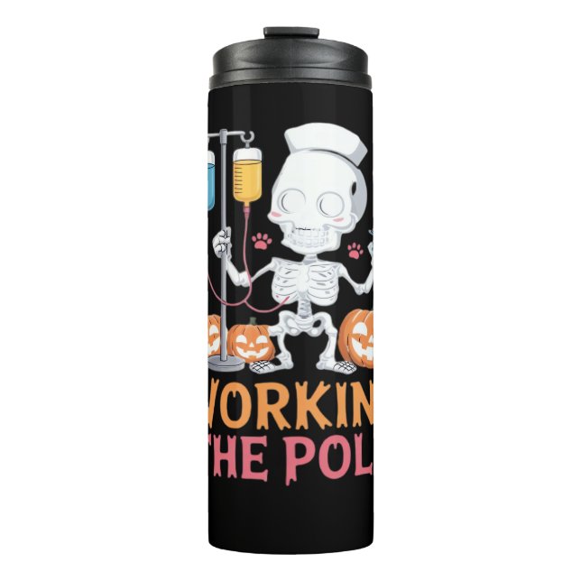 Halloween Nurse Skeleton Funny Joke Essential T-Sh Thermal Tumbler (Front)