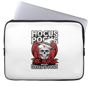 Halloween Nurse Skull Coffee Focus Vintage Shirt D Laptop Sleeve
