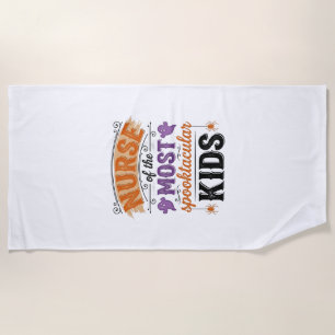 Halloween Nurse Spooktacular Kids Vintage Design_1 Beach Towel