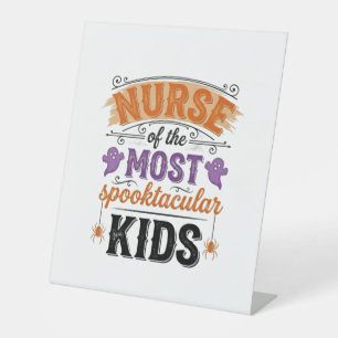 Halloween Nurse Spooktacular Kids Vintage Design_1 Pedestal Sign