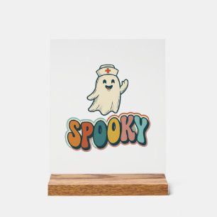 Halloween Nurse Spooky Ghost Retro Funny_1 Acrylic Sign