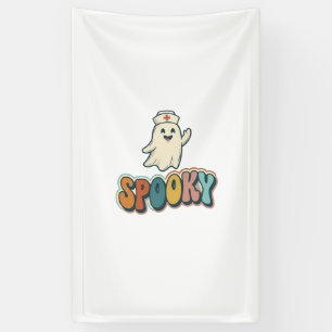 Halloween Nurse Spooky Ghost Retro Funny_1 Banner