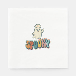 Halloween Nurse Spooky Ghost Retro Funny_1 Napkin