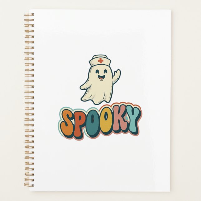 Halloween Nurse Spooky Ghost Retro Funny_1 Planner (Front)