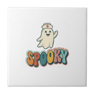 Halloween Nurse Spooky Ghost Retro Funny_1 Tile