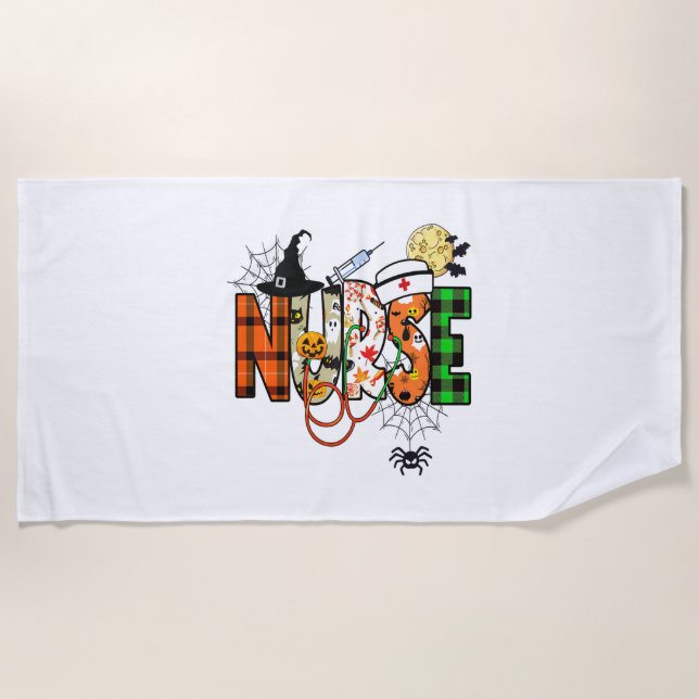 Halloween Nurse Sticker  Beach Towel (Front)