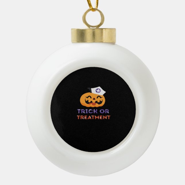 Halloween Nurse Trick or Treatment Classic T-Shirt Ceramic Ball Christmas Ornament (Front)