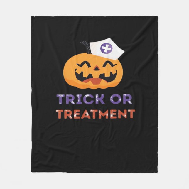 Halloween Nurse Trick or Treatment Classic T-Shirt Fleece Blanket (Front)