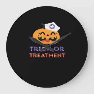 Halloween Nurse Trick or Treatment Classic T-Shirt Large Clock