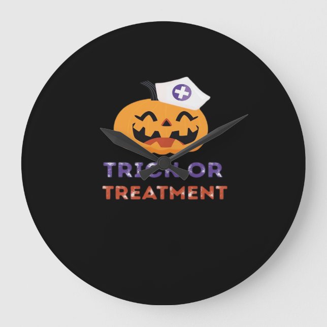 Halloween Nurse Trick or Treatment Classic T-Shirt Large Clock (Front)