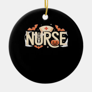 Halloween Nurse Typography � Spooky Medical Design Ceramic Tree Decoration