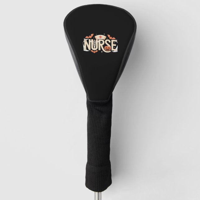 Halloween Nurse Typography – Spooky Medical Design Golf Head Cover (Front)