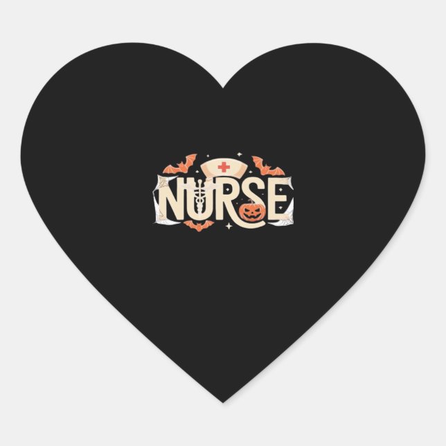 Halloween Nurse Typography � Spooky Medical Design Heart Sticker (Front)