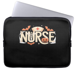 Halloween Nurse Typography – Spooky Medical Design Laptop Sleeve