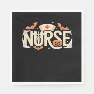Halloween Nurse Typography – Spooky Medical Design Napkin