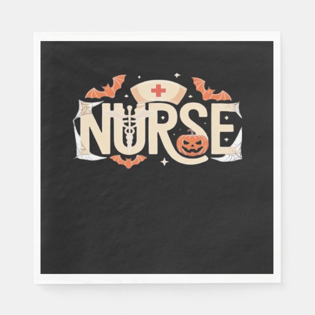 Halloween Nurse Typography – Spooky Medical Design Napkin (Front)