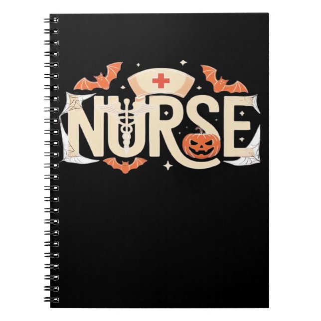 Halloween Nurse Typography � Spooky Medical Design Notebook (Front)
