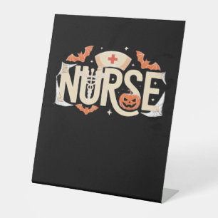 Halloween Nurse Typography � Spooky Medical Design Pedestal Sign