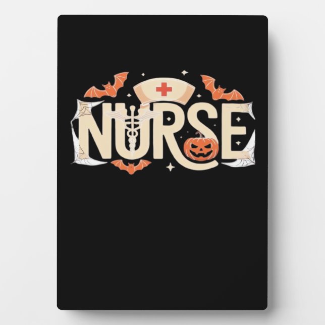Halloween Nurse Typography � Spooky Medical Design Plaque (Front)