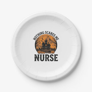 Halloween Nurse Vintage Spooky Moon Design_1 Paper Plate