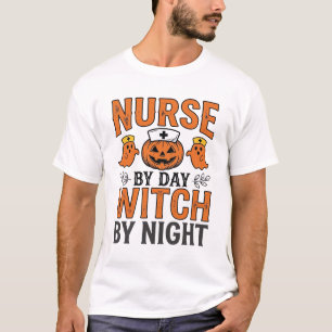 Halloween Nurse Witch By Night Vintage Shirt Desig