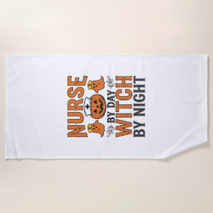 Halloween Nurse Witch By Night Vintage Shirt Desig Beach Towel