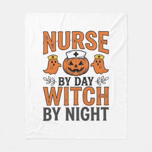 Halloween Nurse Witch By Night Vintage Shirt Desig Fleece Blanket
