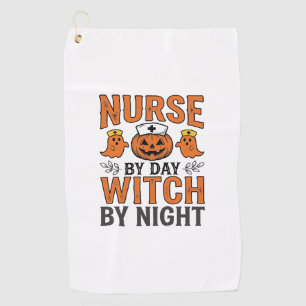Halloween Nurse Witch By Night Vintage Shirt Desig Golf Towel