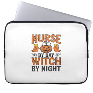 Halloween Nurse Witch By Night Vintage Shirt Desig Laptop Sleeve