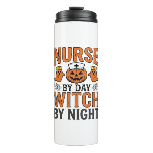 Halloween Nurse Witch By Night Vintage Shirt Desig Thermal Tumbler