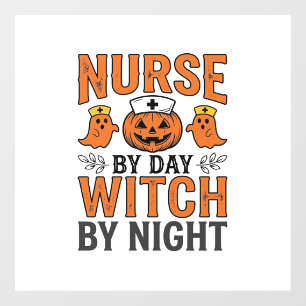 Halloween Nurse Witch By Night Vintage Shirt Desig Window Cling