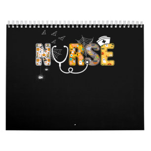 Halloween Nurse With Pumpkin Boo Spider Witch Calendar