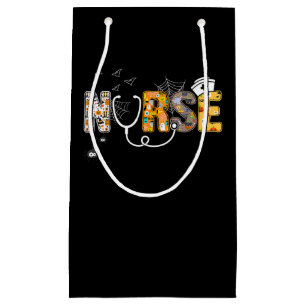 Halloween Nurse With Pumpkin Boo Spider Witch Small Gift Bag