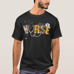 Halloween Nurse With Pumpkin Boo Spider Witch T-Shirt