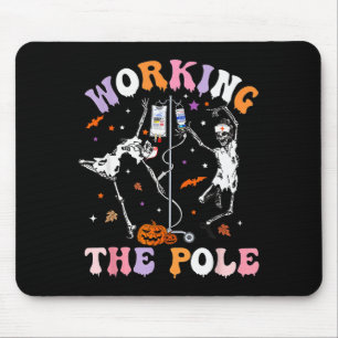 Halloween Nurse Working The Pole Skeleton Scrub To Mouse Mat