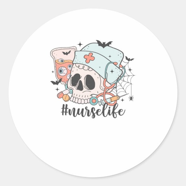 Halloween #NurseLife - Nurse   Classic Round Sticker (Front)