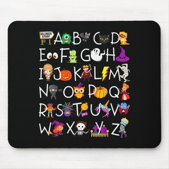 Halloween Nursery Teacher Shirt, Halloween Alphabe Mouse Mat (Front)