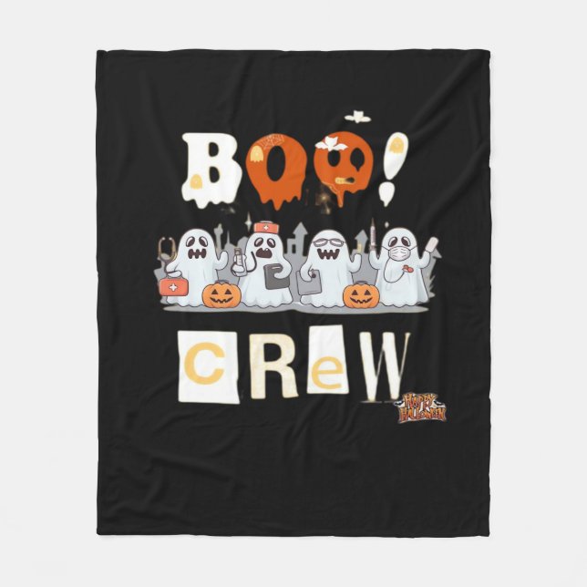 Halloween Nurses Boo Crew Classic T-Shirt Fleece Blanket (Front)