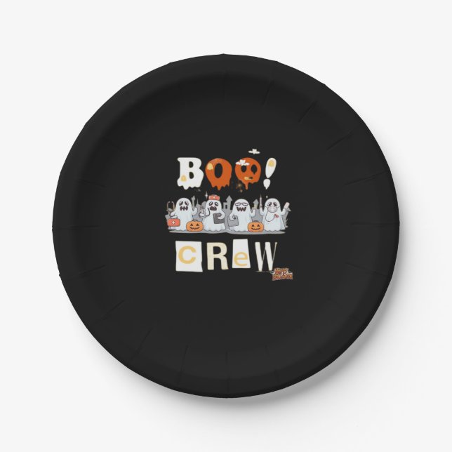Halloween Nurses Boo Crew Classic T-Shirt Paper Plate (Front)