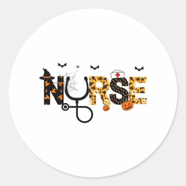 Halloween Nursing   Classic Round Sticker (Front)