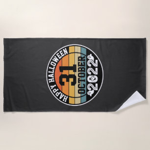 Halloween October 31 2022 Sunset Retro Design_1 Beach Towel