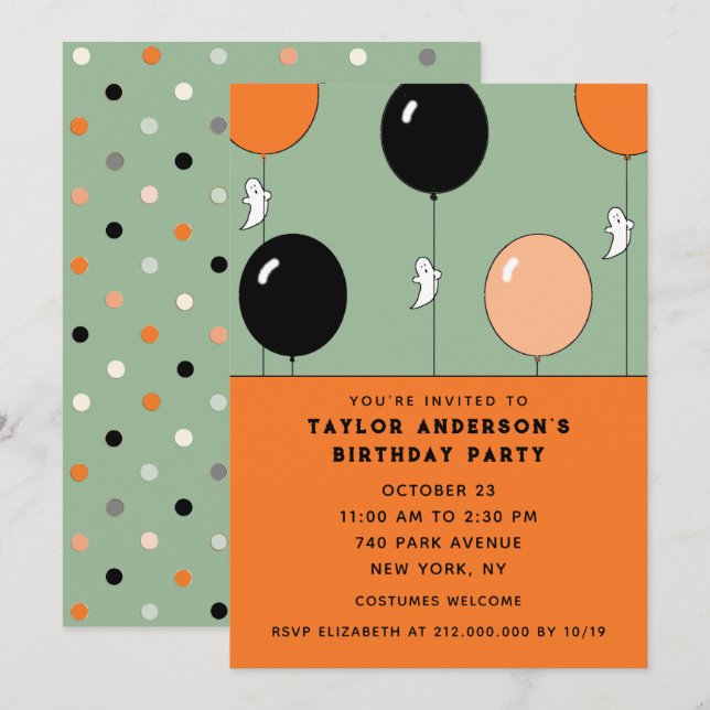 Halloween October Birthday Invitation (Front/Back)