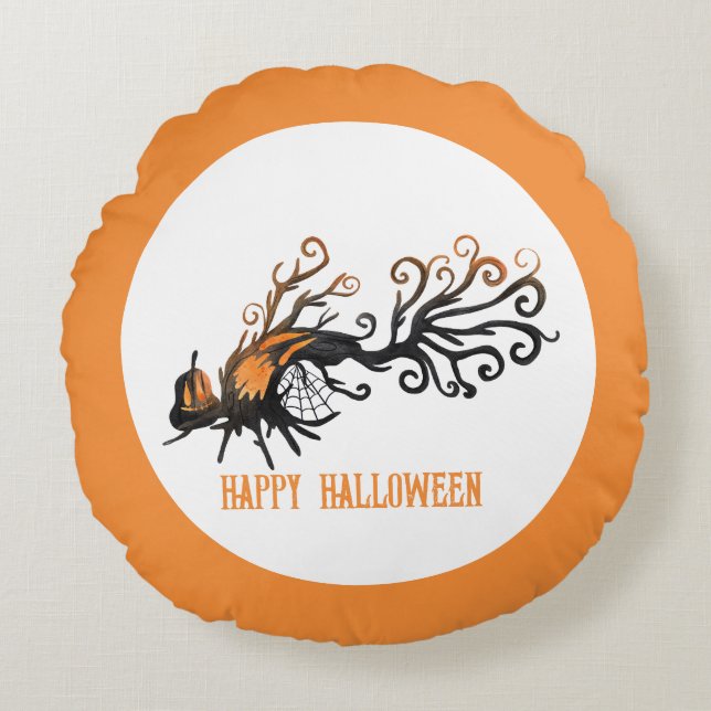 Halloween/October/Fall/pumpkin tree Round Cushion (Front)