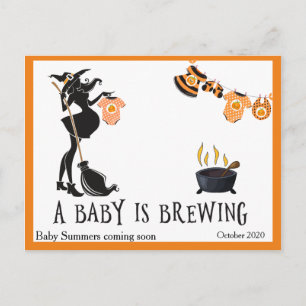 Halloween October Pregnancy Announcement Witch Postcard